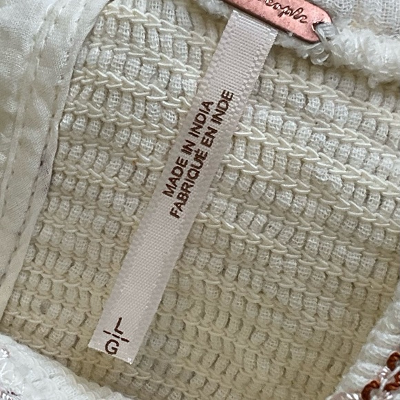 Free People Easy To Love Ivory Mini Dress Size Large NWT - Picture 9 of 16